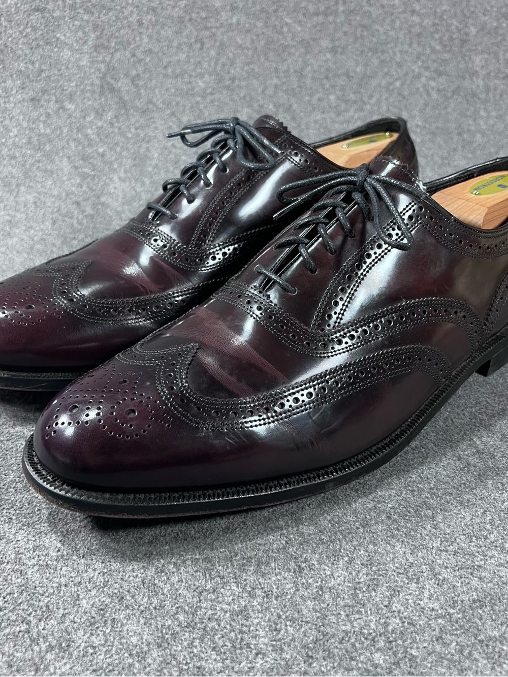 Florsheim Lexington Burgundy Leather Wingtip Oxford Dress Shoes Mens Size 12 EEE